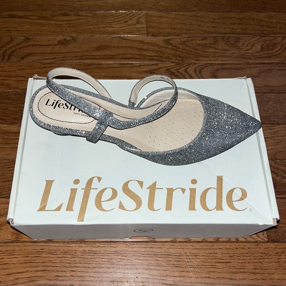 Life Stride Soft System Minimalist Pumps Sparkly Pewter Women’s Size 6.5 Wide - Picture 1 of 10